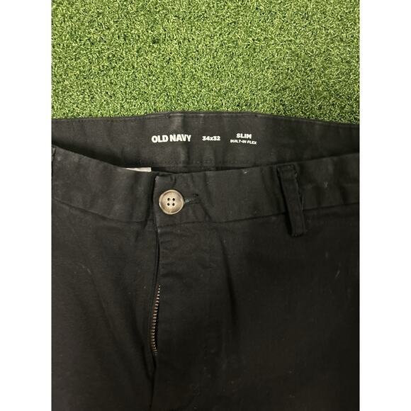 Old Navy Men Ultimate Tech Slim Chino Pants 34X32 Black Built In Flex Flat Front - Picture 3 of 5